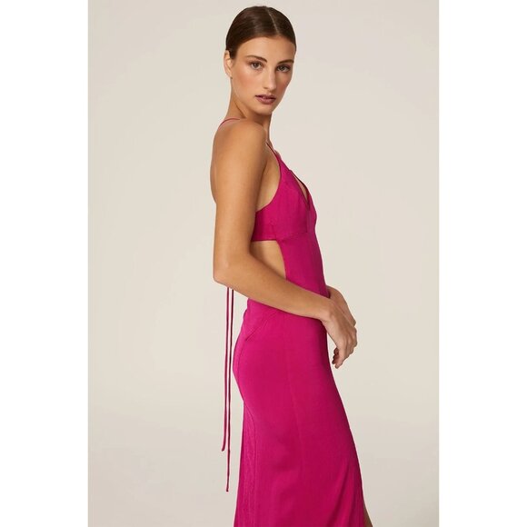 Manning Cartell Facetime Slip Gown Fuchsia Dress Spaghetti Straps Open Back US 8 - Picture 3 of 8